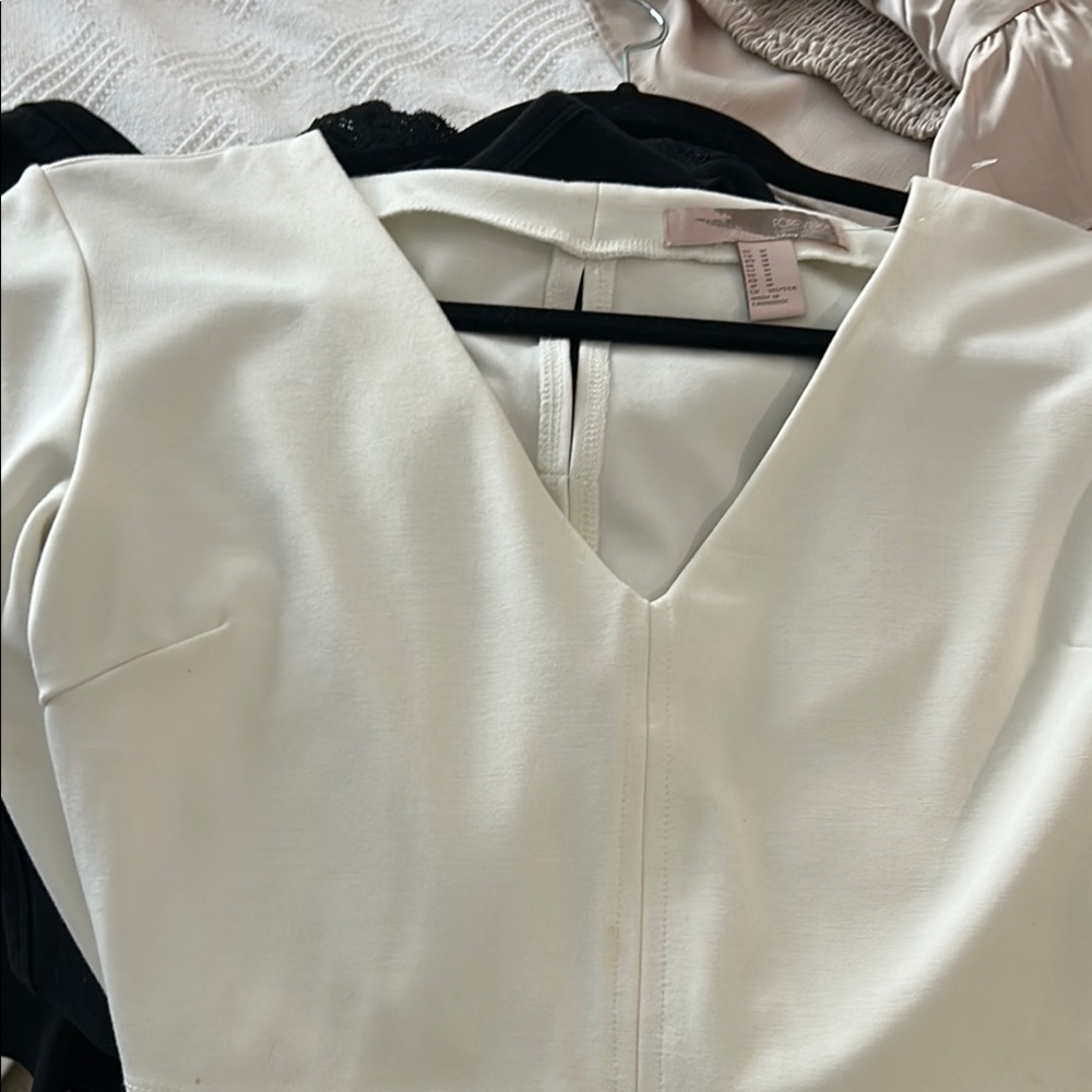 Forever 21 Cream V-Neck Top